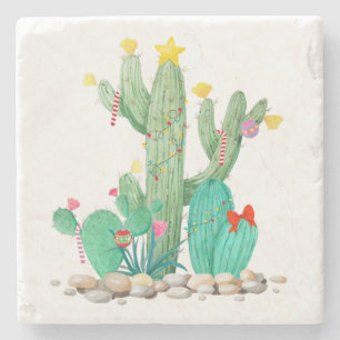 Posavasos De Piedra Felices Fiestas Cactus del Desierto Suroeste