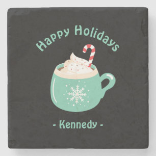 Posavasos De Piedra Felices fiestas Pastel Blue Hot Chocolate Cup