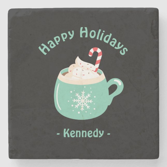 Posavasos De Piedra Felices fiestas Pastel Blue Hot Chocolate Cup (Anverso)