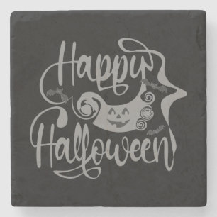 Posavasos De Piedra Felices murciélagos de Halloween jack o lantern