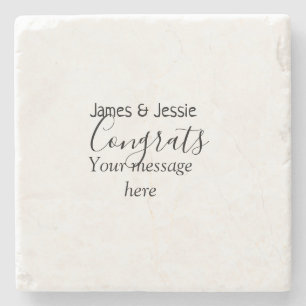 Posavasos De Piedra Felicidades agregar nombre mensaje boda pareja rec