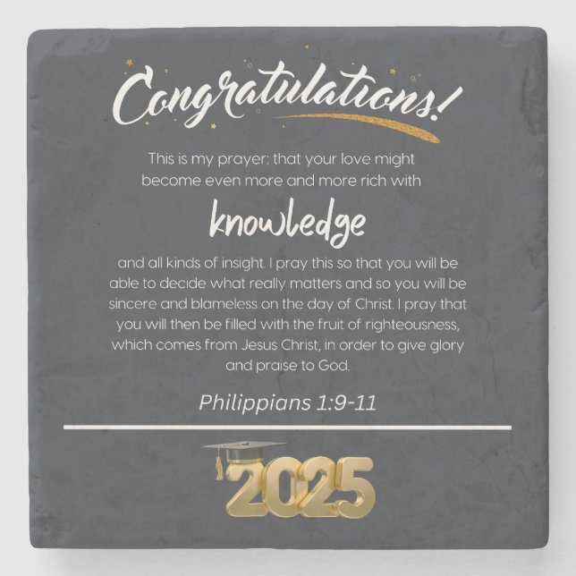 Posavasos De Piedra Felicitaciones Filipinas 2025 1:9-11 Cristiano (Anverso)