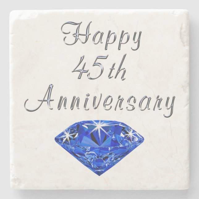 Posavasos De Piedra Feliz 45° Aniversario Sapphire Coaster (Anverso)