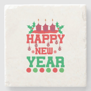 Posavasos De Piedra Feliz Año Nuevo
