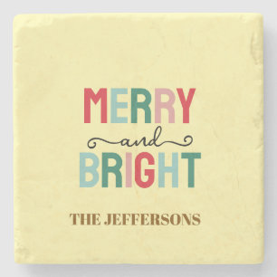 Posavasos De Piedra Feliz año nuevo Navidad feliz familia