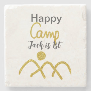 Posavasos De Piedra Feliz campamento campista un cumpleaños niños sol