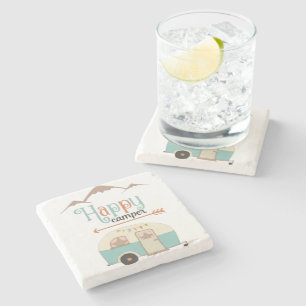 Posavasos De Piedra Feliz Camper Cute Retro RV