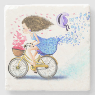 Posavasos De Piedra Feliz Chica con la montaña rusa de piedra para bic