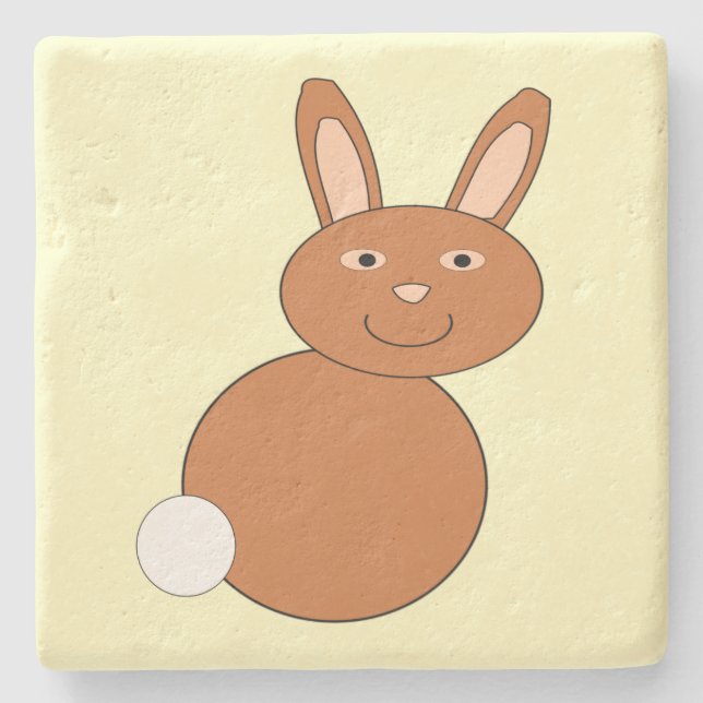 Posavasos De Piedra Feliz Conejo de Pascua (Anverso)