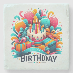 Posavasos De Piedra Feliz cumpleaños