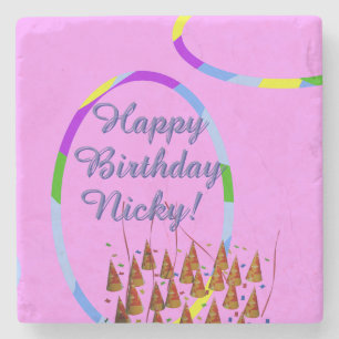 Posavasos De Piedra Feliz cumpleaños