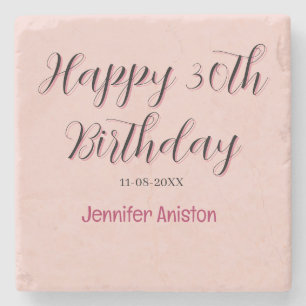 Posavasos De Piedra Feliz cumpleaños 30 añade nombre fecha elegante si