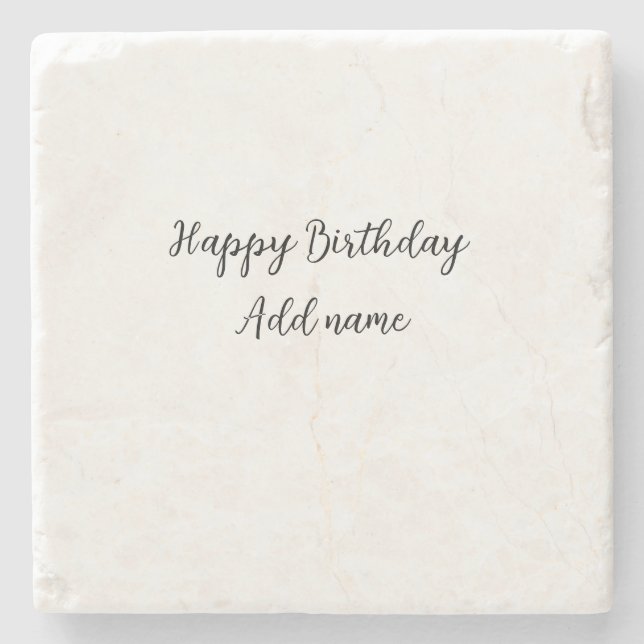Posavasos De Piedra Feliz cumpleaños agregar el título simple (Anverso)