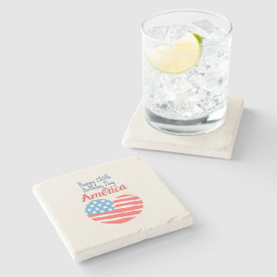 Posavasos De Piedra Feliz cumpleaños número 250 América, Bandera Coraz