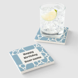 Posavasos De Piedra Feliz cumpleaños, patrón azul