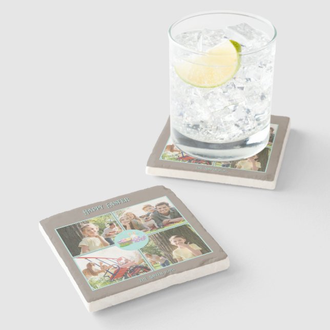 Posavasos De Piedra Feliz deseo de Pascua (Lateral)