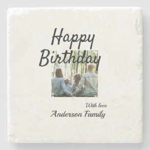 Posavasos De Piedra Feliz día de cumpleaños foto familia nombre clase