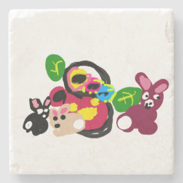 Posavasos De Piedra Feliz día de las madres conejitos y conejo 