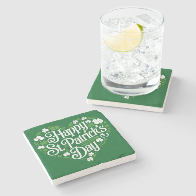 Posavasos De Piedra Feliz Día de San Patricio (Lateral)