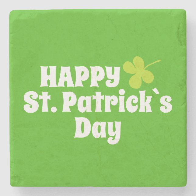 Posavasos De Piedra Feliz Día de San Patricio Green Lucky Shamrock Sto (Anverso)