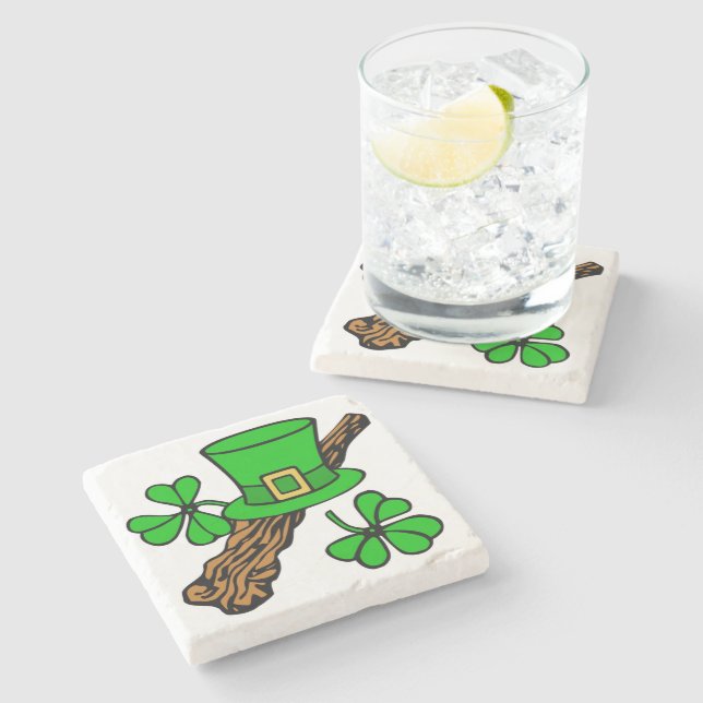 POSAVASOS DE PIEDRA FELIZ DÍA DE SAN PATRICK (Lateral)