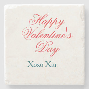 Posavasos De Piedra Feliz día de San Valentín rojo azul xoxo amor nomb