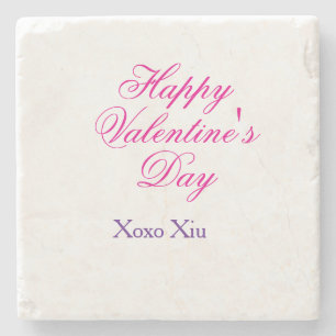 Posavasos De Piedra Feliz día de San Valentín rosa morado xoxo amor no