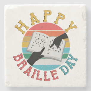 Posavasos De Piedra Feliz Día del Braille