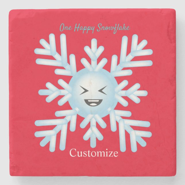 Posavasos De Piedra Feliz Emoticon de Snowflake Thunder_Cove (Anverso)