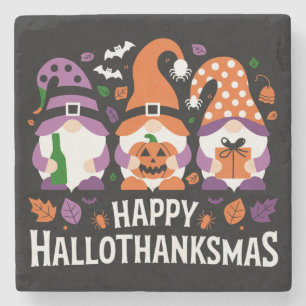 Posavasos De Piedra Feliz Hallothanksmas Amante de Gnomos Feliz Navida