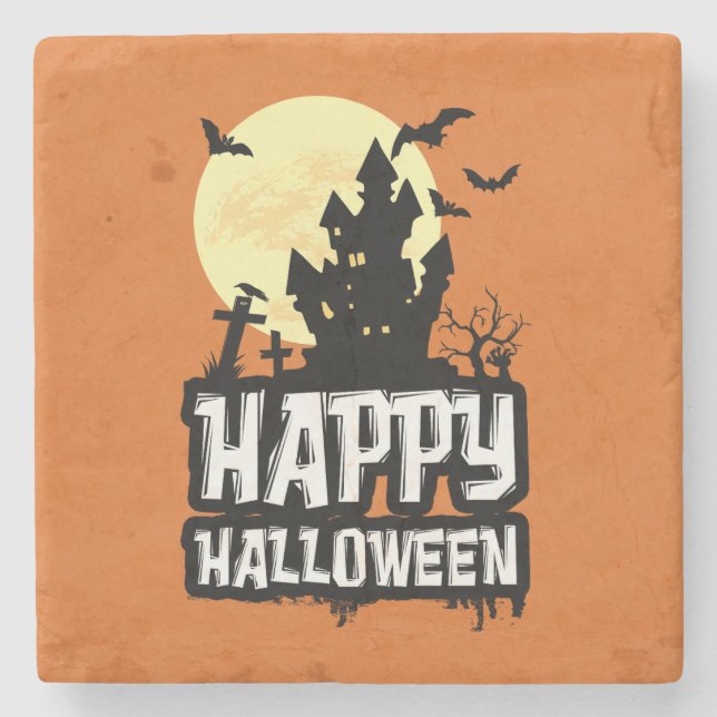 Posavasos De Piedra Feliz Halloween (Anverso)