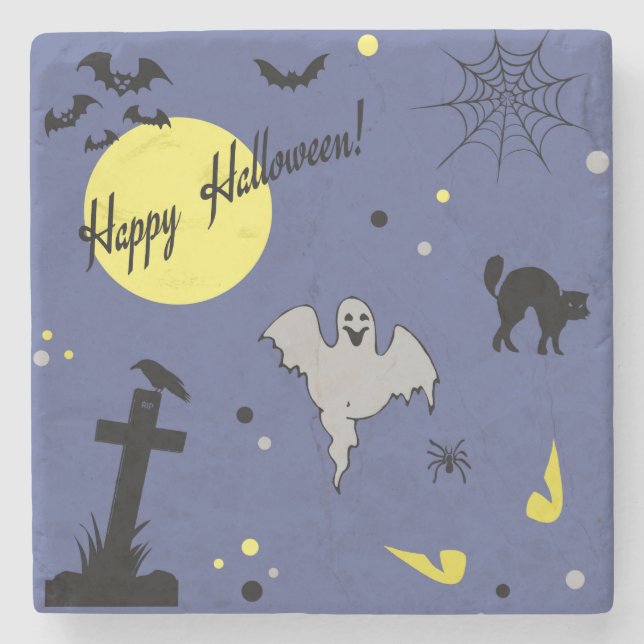Posavasos De Piedra Feliz Halloween (Anverso)