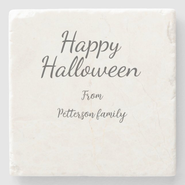 Posavasos De Piedra Feliz Halloween agregar nombre de familia caligraf (Anverso)