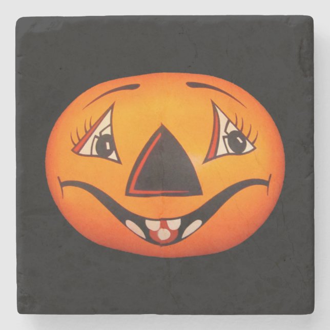 Posavasos De Piedra Feliz Halloween de Jack O’ Lantern (Anverso)