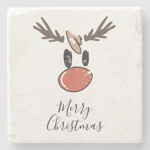 Posavasos De Piedra Feliz humor navideño reno gracioso