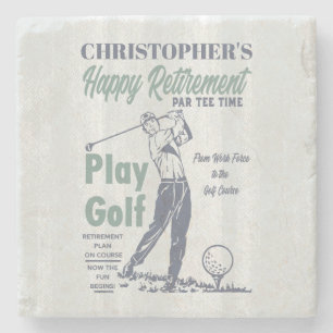 Posavasos De Piedra Feliz Jubilación Golf Tema Retro Golf