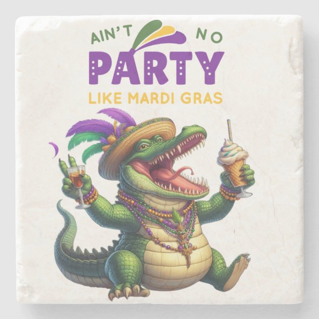 Posavasos De Piedra Feliz Mardi Gras (Anverso)