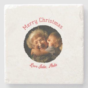 Posavasos De Piedra Feliz Navidad abuela hija foto círculo