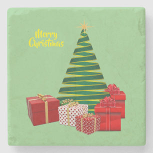 Posavasos De Piedra Feliz Navidad ~ Árbol con regalos