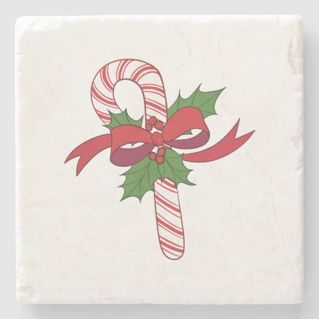 Posavasos De Piedra Feliz Navidad Candy Cane (Anverso)