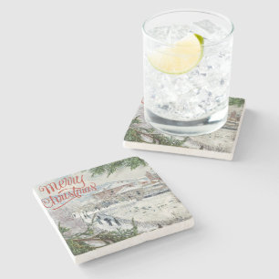 Posavasos De Piedra Feliz Navidad. Claude Monet Stone Coaster