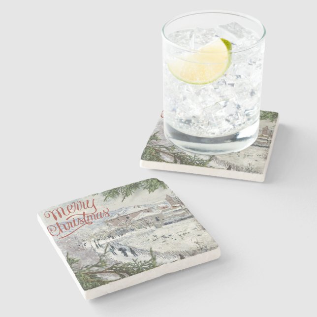 Posavasos De Piedra Feliz Navidad. Claude Monet Stone Coaster (Lateral)