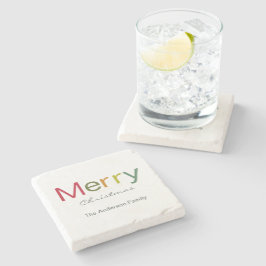 Posavasos De Piedra Feliz Navidad colorida familia de textos