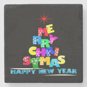 Posavasos De Piedra Feliz Navidad Feliz Año Nuevo