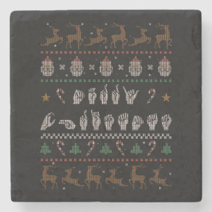 Posavasos De Piedra Feliz Navidad - Lenguaje de Señas Americano II