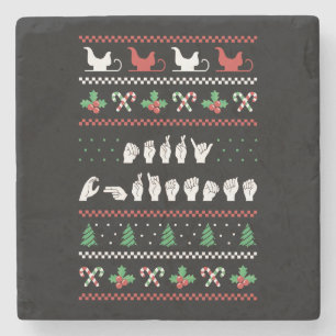 Posavasos De Piedra Feliz Navidad - LSA Lengua de Señas Americana I