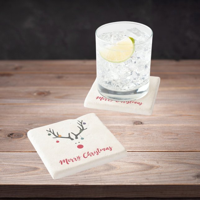 Posavasos De Piedra Feliz Navidad minimalista reno moderno (Subido por el creador)