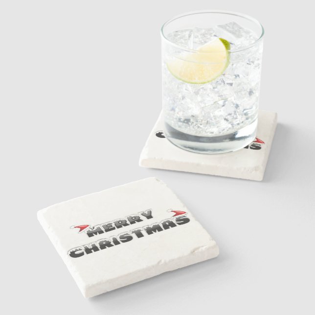 POSAVASOS DE PIEDRA FELIZ NAVIDAD NEVADA  (Lateral)