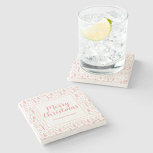 Posavasos De Piedra Feliz Navidad Personalizado