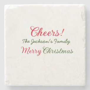 Posavasos De Piedra feliz navidad saludos agregar nombre de familia te